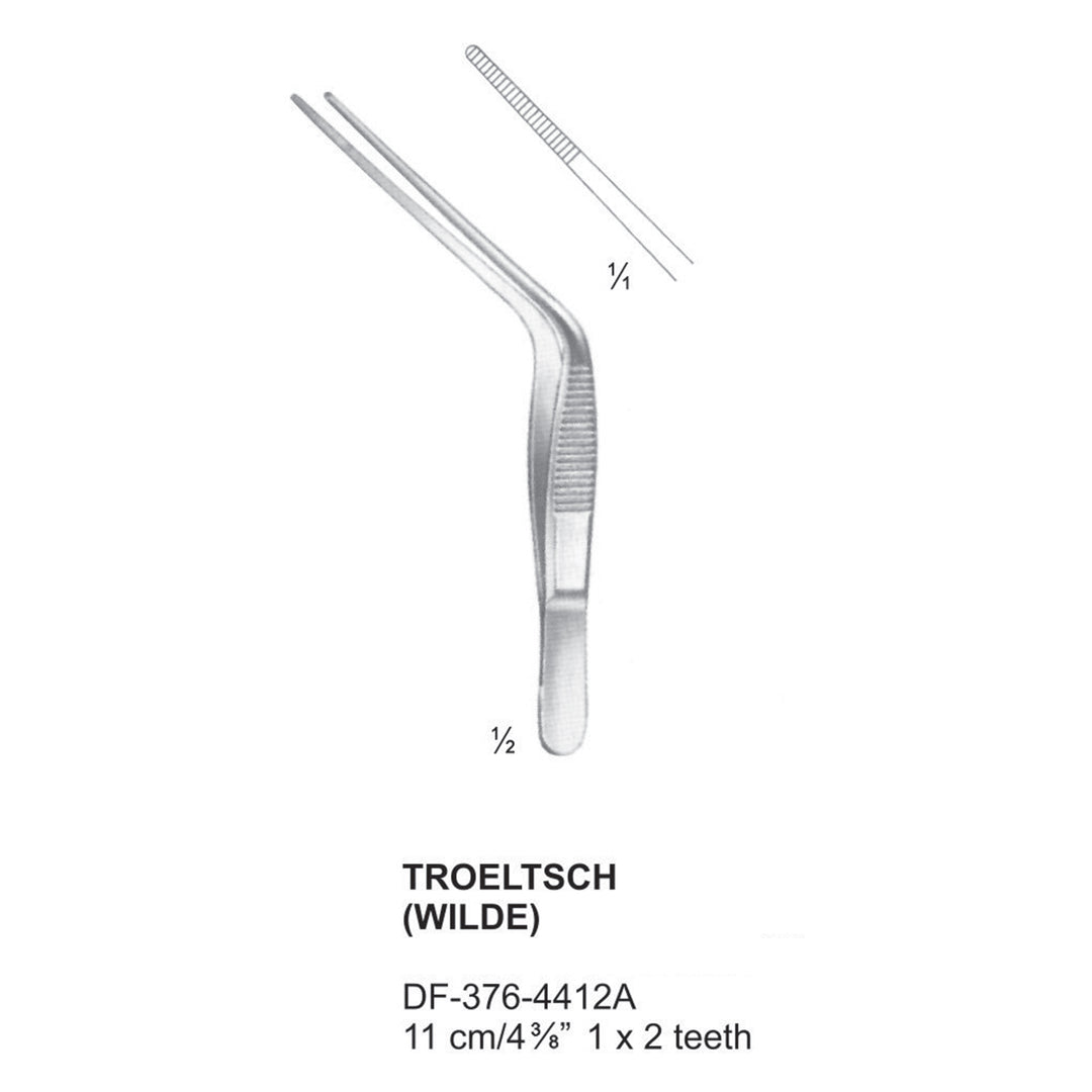 Troeltsch Wild Ear Forceps, Angled, 1X2 Teeth, 11cm (DF-376-4412A) by Dr. Frigz