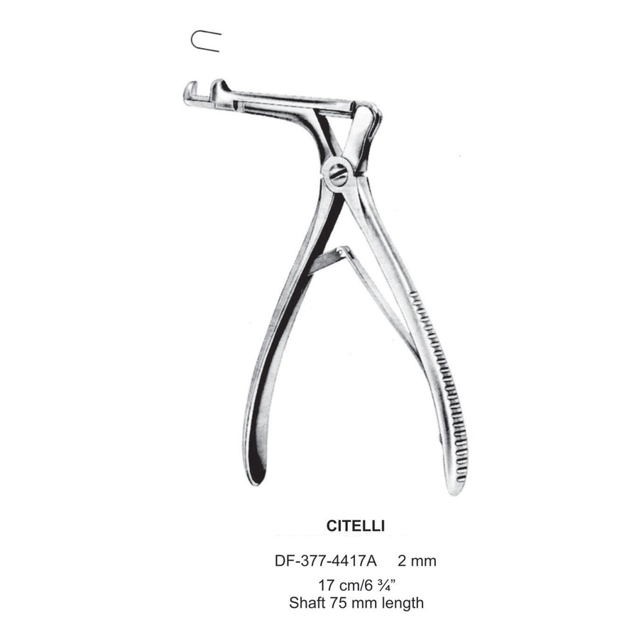 Citelli Bone Punch Forcep, 17Cm, 2mm Cut, Shaft Length 75mm  (DF-377-4417A) by Dr. Frigz