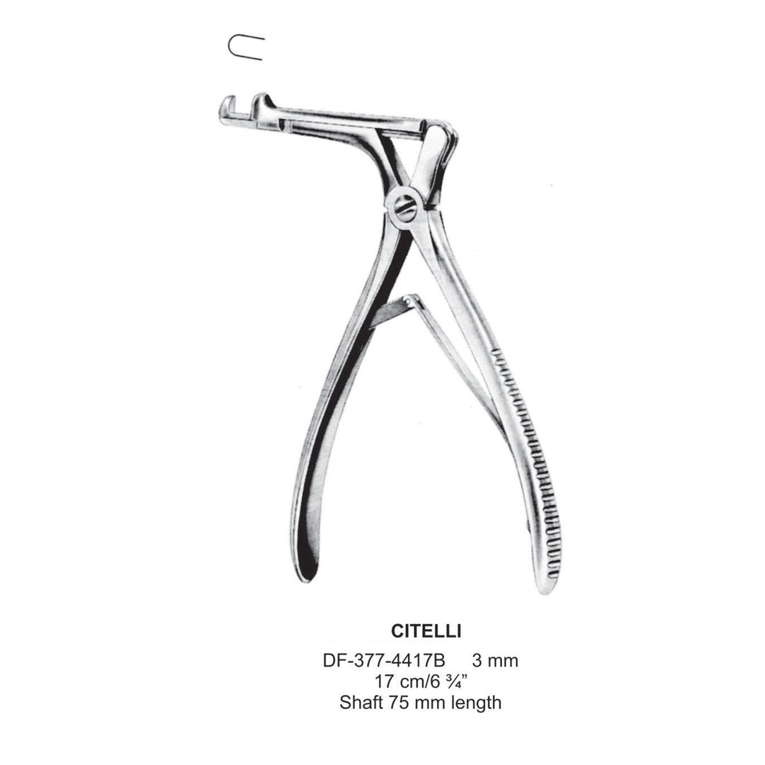 Citelli Bone Punch Forcep, 17Cm, 3mm Cut, Shaft Length 75mm  (DF-377-4417B) by Dr. Frigz