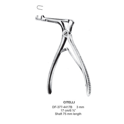 Citelli Bone Punch Forcep, 17Cm, 3mm Cut, Shaft Length 75mm  (DF-377-4417B)