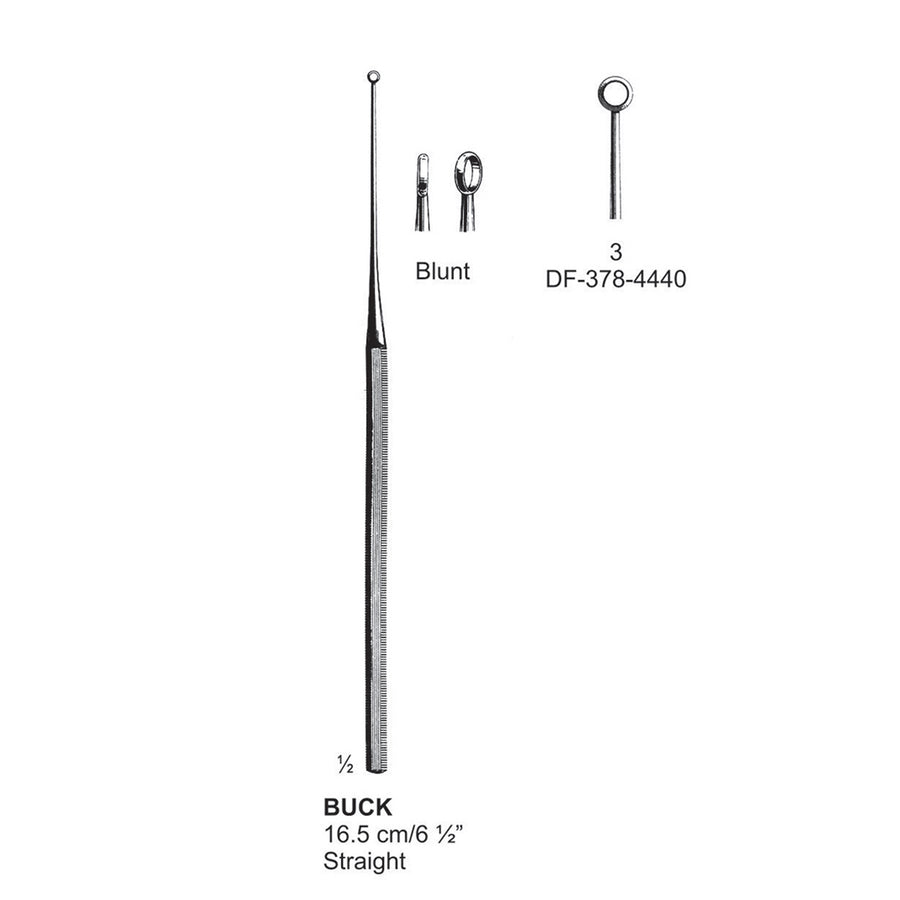 Buck Ear Curette Straight Blunt Fig 3 16.5 cm  (DF-378-4440) by Dr. Frigz