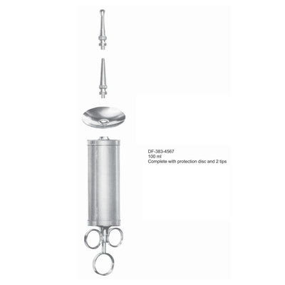 Reiner Ear Syringe Complete With Protection Disc & 2 Tips, 100Ml  (Df-383-4567)