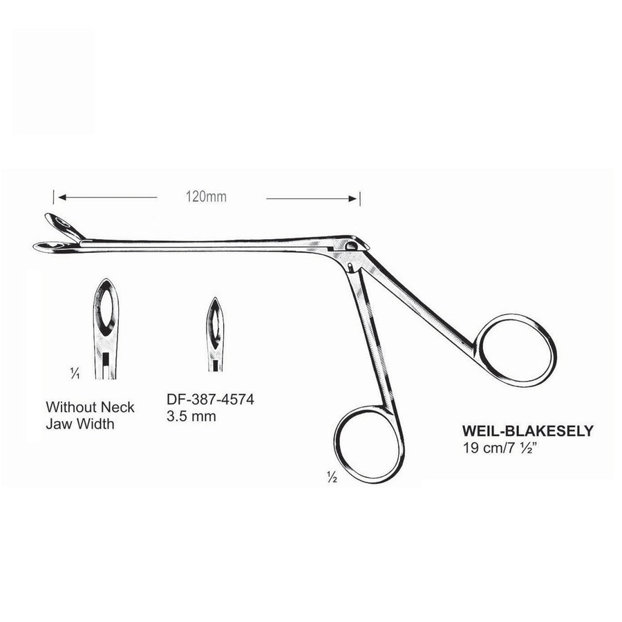Weil-Blakesely Cutting Forceps Without Neck 19Cm, Jaw Width 3.5mm  (DF-387-4574) by Dr. Frigz
