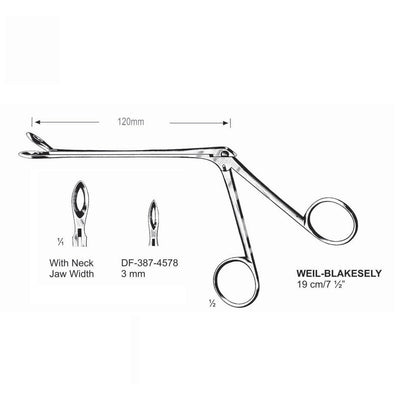 Weil-Blakesely Cutting Forceps With Neck 19Cm, Jaw Width 3mm  (DF-387-4578) by Dr. Frigz