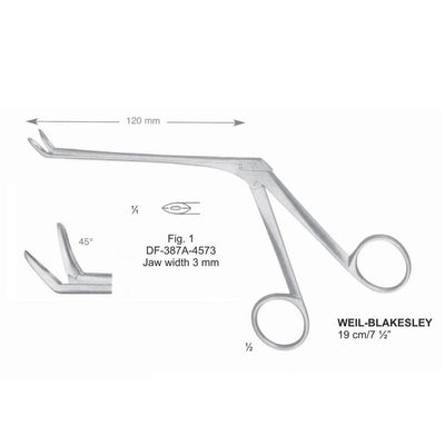 Weil-Blakesley Nasal Cutting Forceps, Fig.1, 45 Degree , Jaw Width 3mm , 19cm (DF-387A-4573)