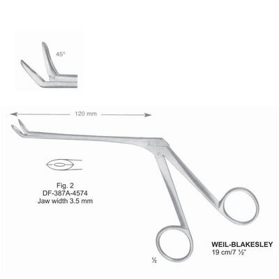 Weil-Blakesley Nasal Cutting Forceps, Fig.2, 45 Degree , Jaw Width 3.5mm , 19cm (DF-387A-4574)