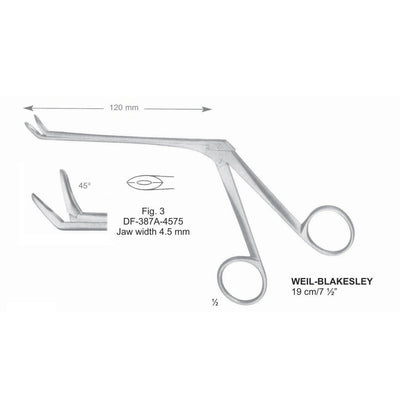 Weil-Blakesley Nasal Cutting Forceps, Fig.3, 45 Degree , Jaw Width 4.5mm , 19cm (DF-387A-4575)