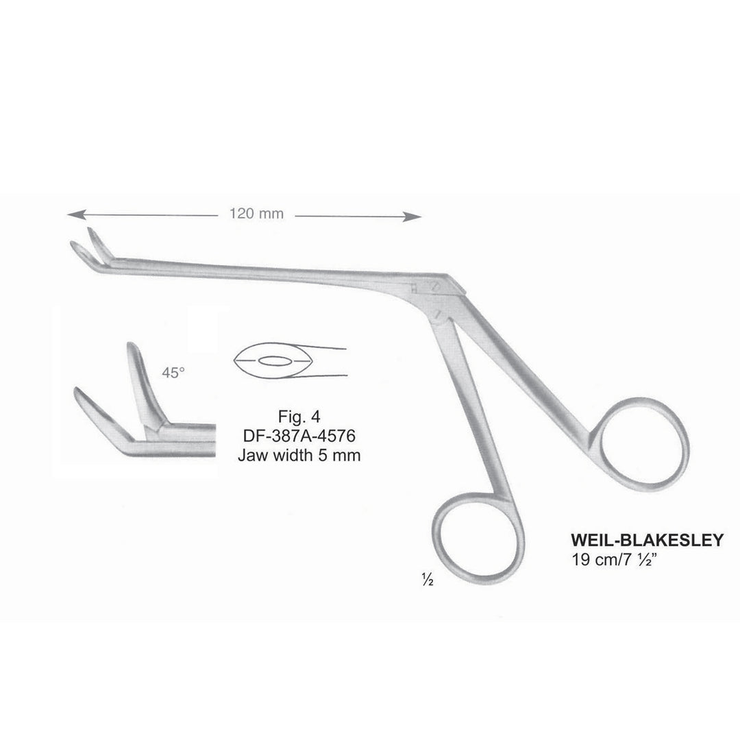Weil-Blakesley Nasal Cutting Forceps, Fig.4, 45 Degrees , Jaw Width 5mm , 19cm (DF-387A-4576) by Dr. Frigz