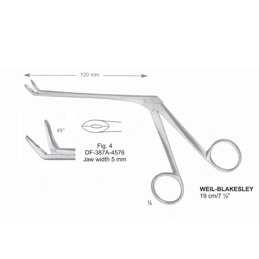 Weil-Blakesley Nasal Cutting Forceps, Fig.4, 45 Degrees , Jaw Width 5mm , 19cm (DF-387A-4576) by Dr. Frigz