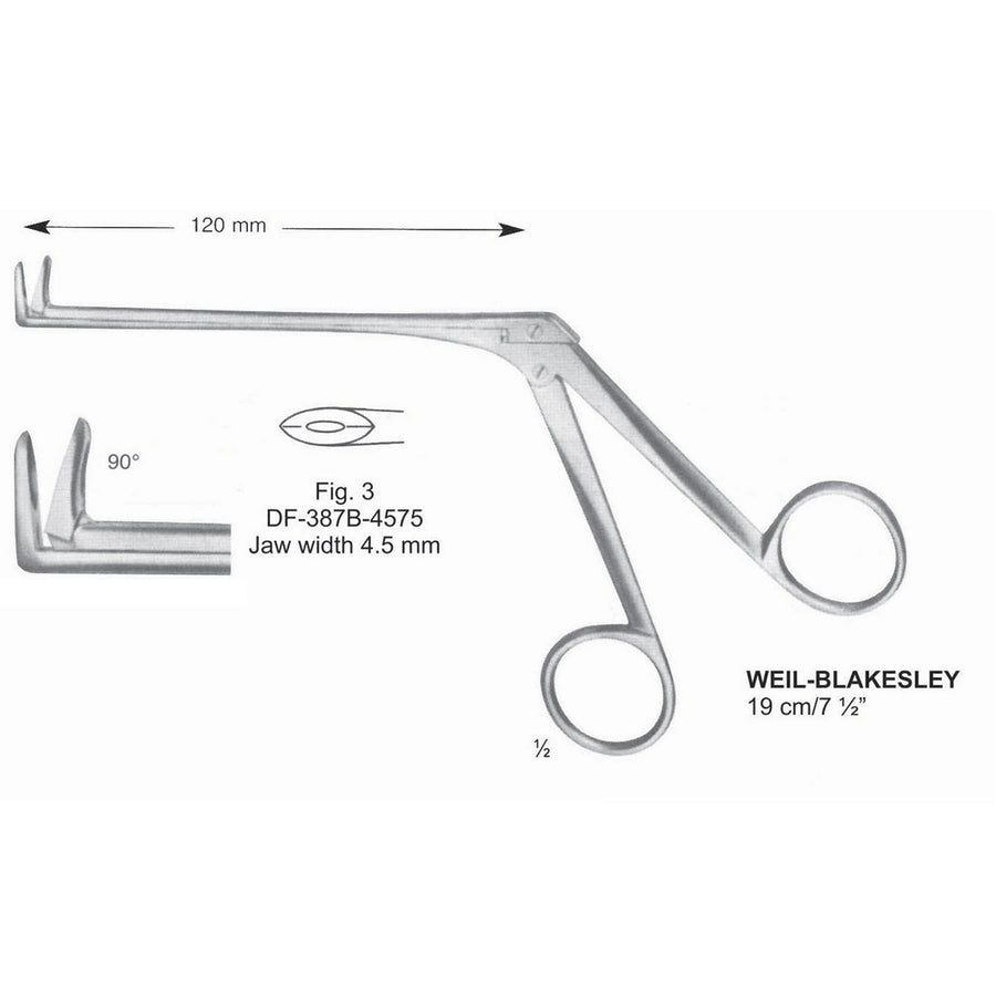 Weil-Blakesley Nasal Cutting Forceps, Fig.1, 90 Degrees , Jaw Width 3mm , 19cm (DF-387B-4573) by Dr. Frigz