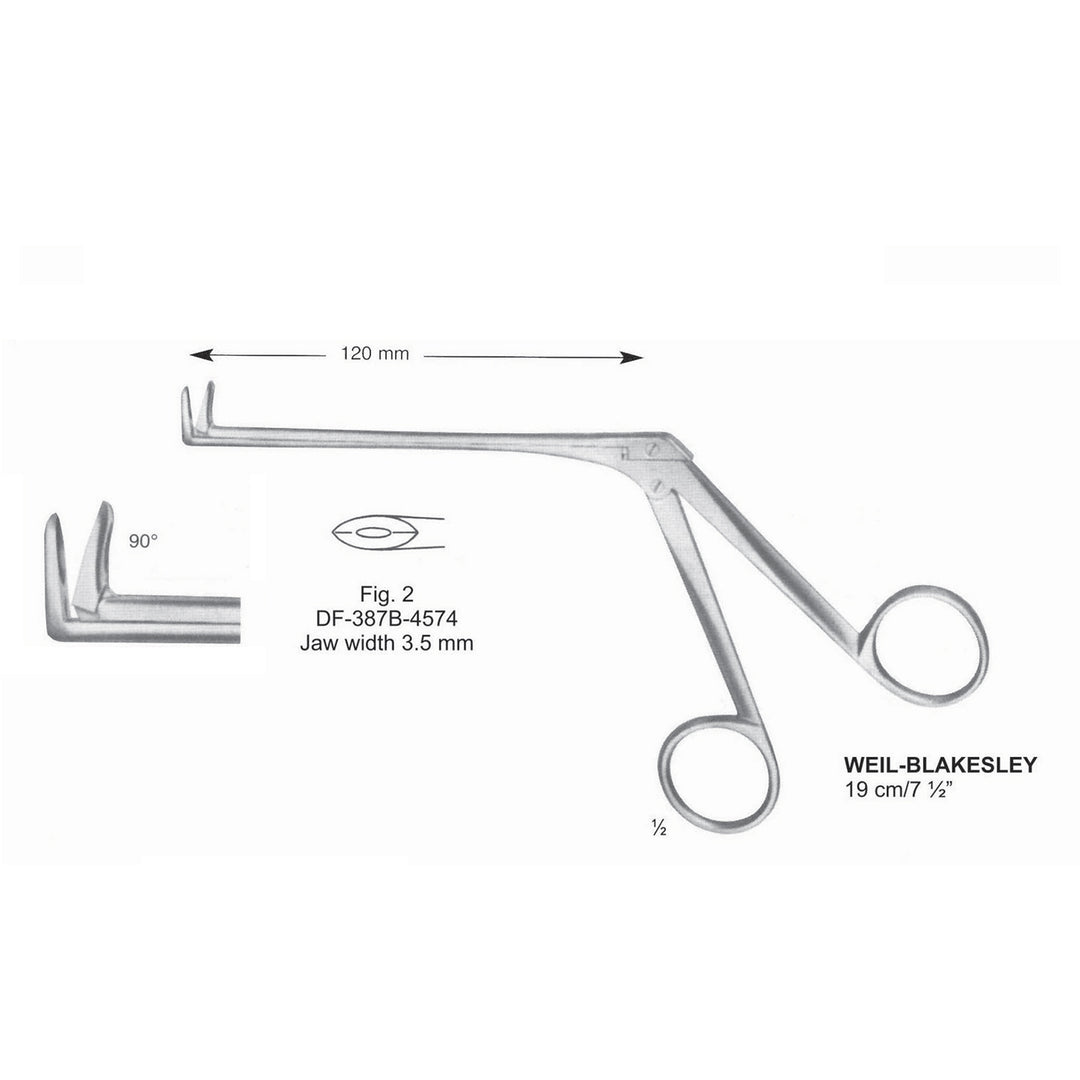 Weil-Blakesley Nasal Cutting Forceps, Fig.2, 90 Degrees , Jaw Width 3.5mm , 19cm (DF-387B-4574) by Dr. Frigz