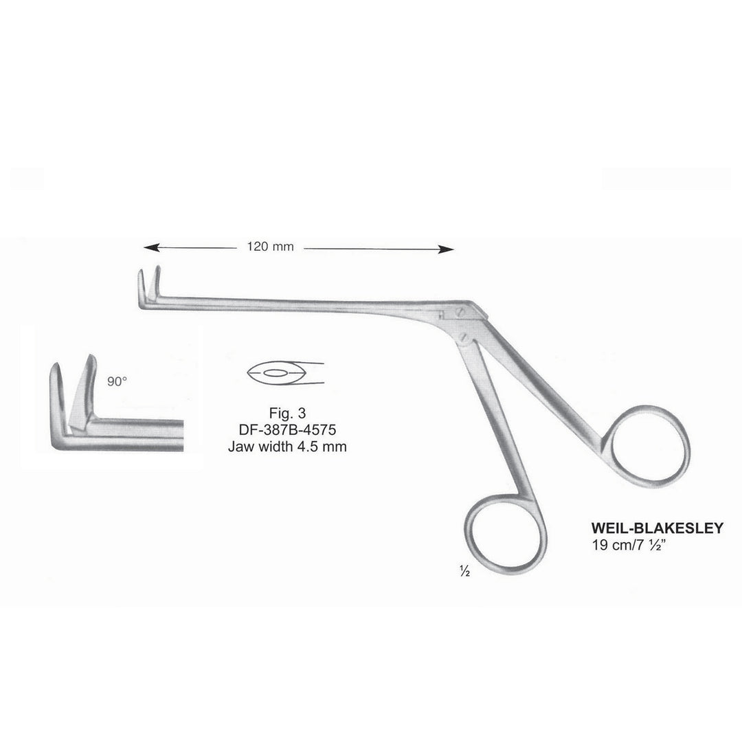 Weil-Blakesley Nasal Cutting Forceps, Fig.3, 90 Degrees , Jaw Width 4.5mm , 19cm (DF-387B-4575) by Dr. Frigz