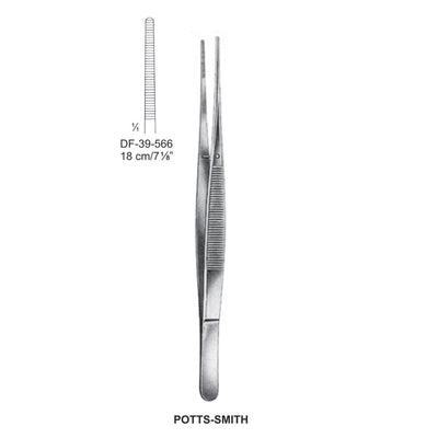 Potts-Smith Dressing Forceps, Straight, Serrated, 18cm (DF-39-566)