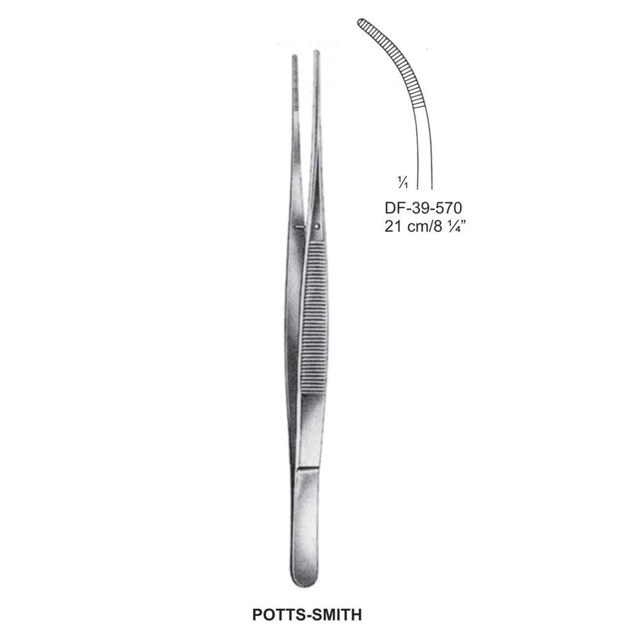 Potts-Smith Dressing Forceps, Curved, Serrated, 21cm (DF-39-570) by Dr. Frigz