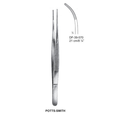 Potts-Smith Dressing Forceps, Curved, Serrated, 21cm (DF-39-570)