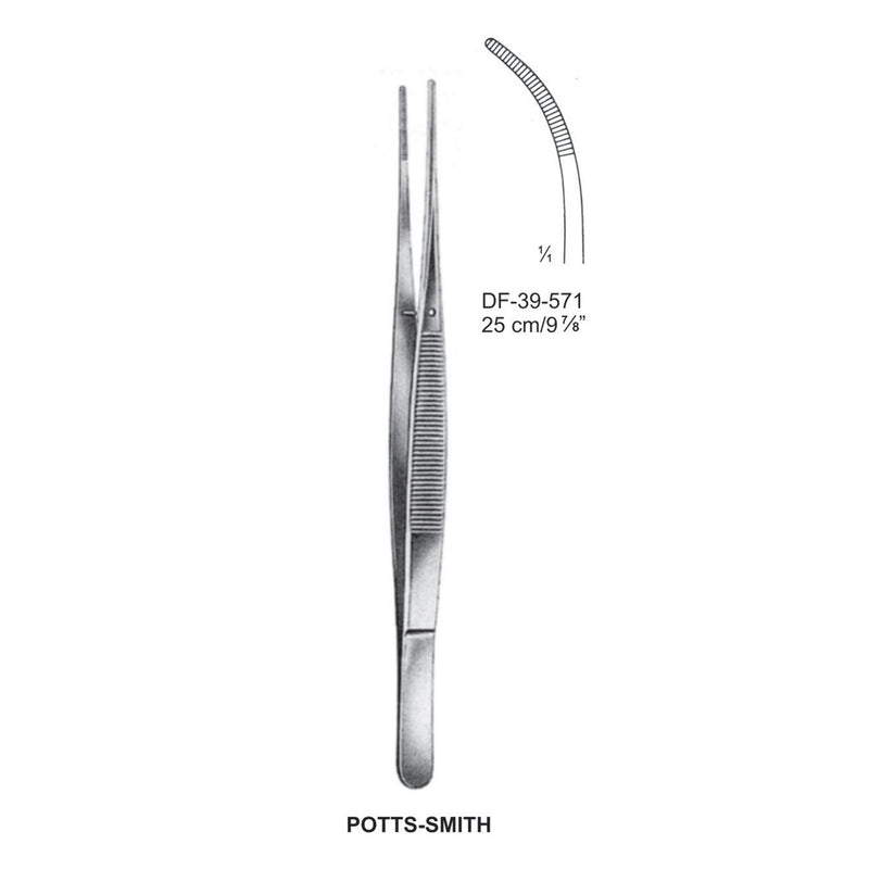Potts-Smith Dressing Forceps, Curved, Serrated, 25cm (DF-39-571) by Dr. Frigz