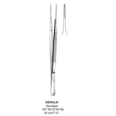 Gerald Dressing Forceps, Straight, Serrated, 18cm (DF-39-573A)