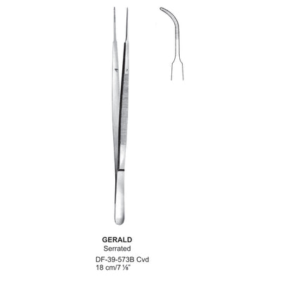 Gerald Dressing Forceps, Curved, Serrated, 18cm (DF-39-573B)
