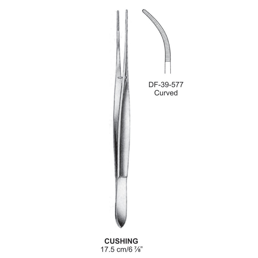Cushing Dressing Forceps, Curved, Serrated, 17.5cm (DF-39-577) by Dr. Frigz