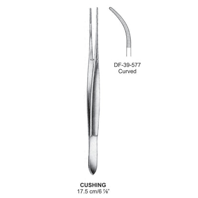 Cushing Dressing Forceps, Curved, Serrated, 17.5cm (DF-39-577)