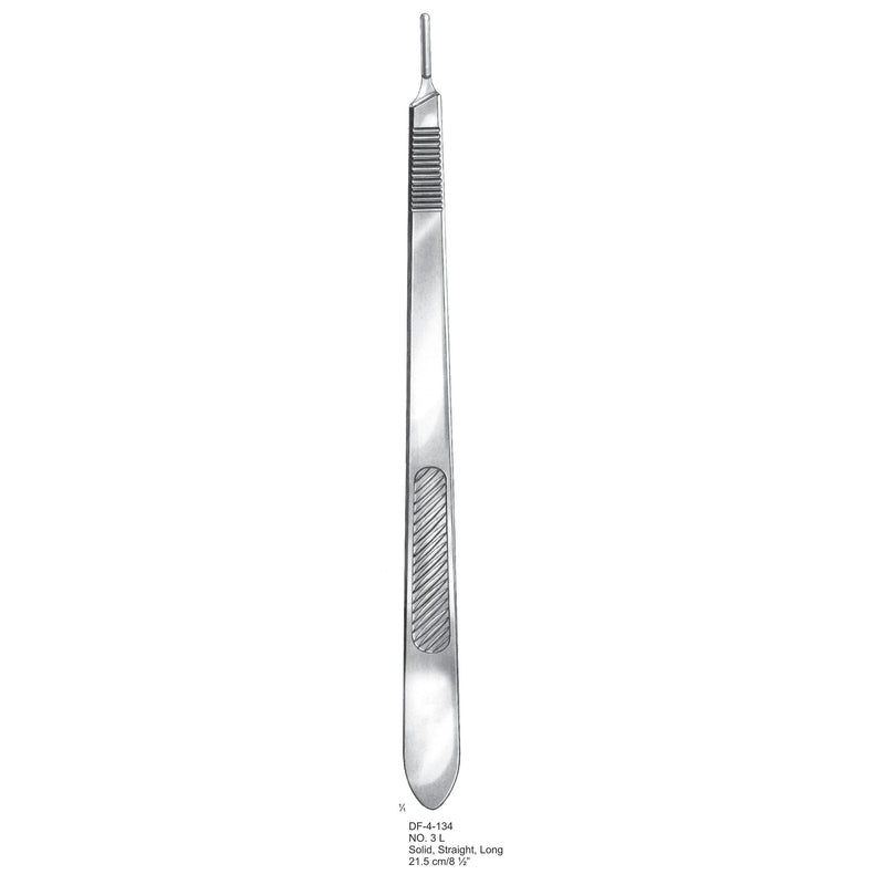 Scalpel Handle No. 3L, Solid, Straight, Long, 21.5cm (DF-4-134) by Dr. Frigz