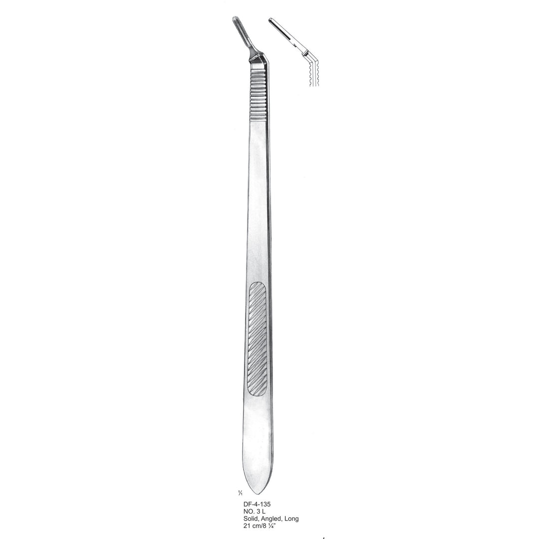 Scalpel Handle No. 3L, Solid, Angled, Long, 21cm  (DF-4-135) by Dr. Frigz