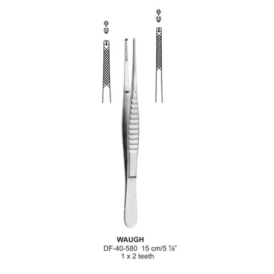 Waugh Tissue Forceps, Straight, Cross Serrated, 1:2 Teeth, 15cm (DF-40-580) by Dr. Frigz