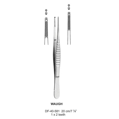 Waugh Tissue Forceps, Straight, Cross Serrated, 1:2 Teeth, 20cm (DF-40-581)
