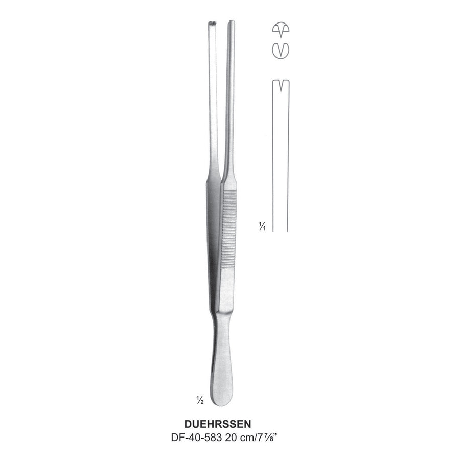 Duehrssen Tissue Forceps, Straight, 1X2 Teeth, 20cm  (DF-40-583) by Dr. Frigz