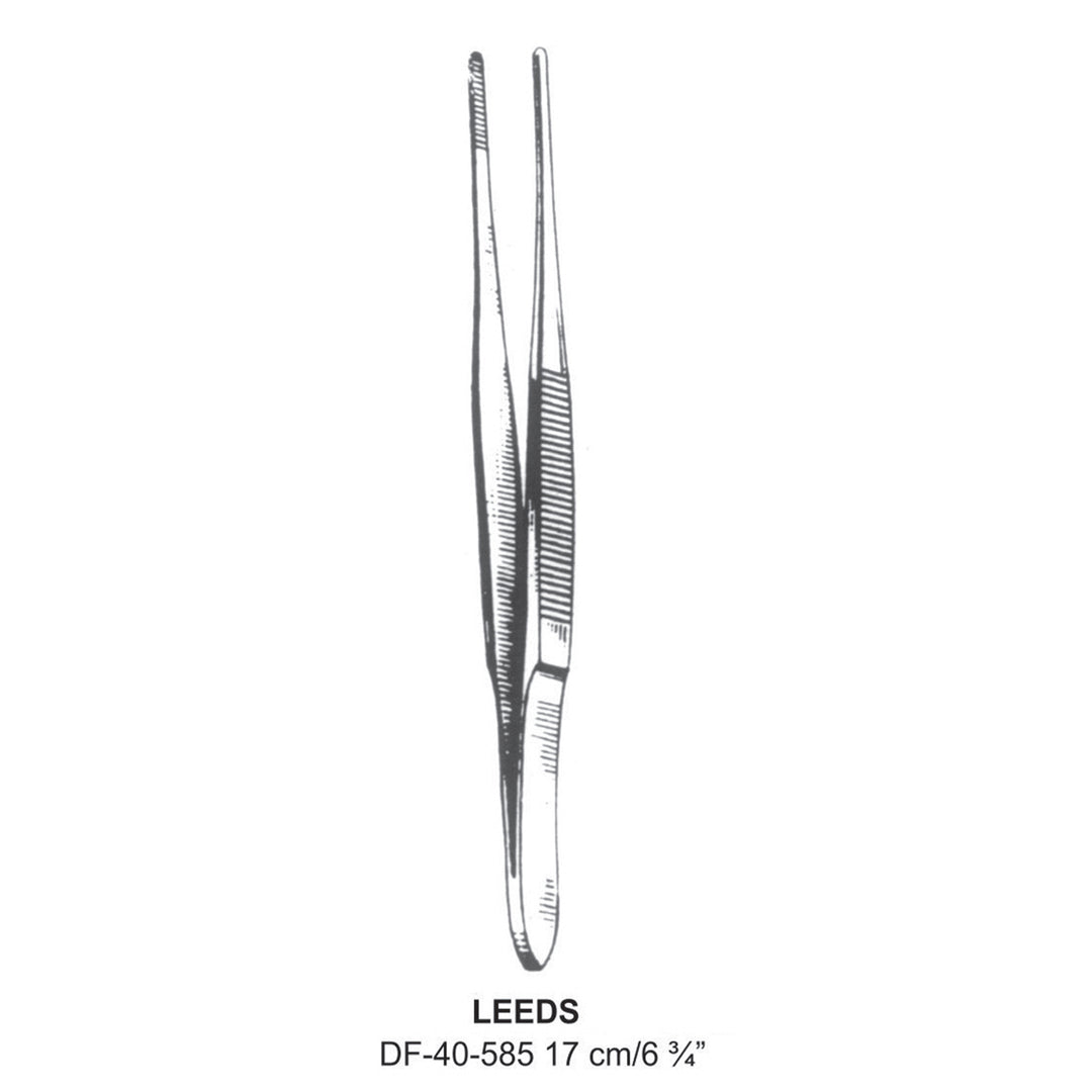 Leeds Dressing Forceps, Straight, Serrated, 17cm  (DF-40-585) by Dr. Frigz