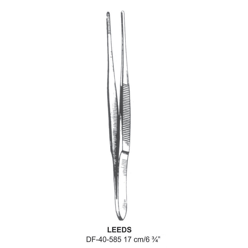 Leeds Dressing Forceps, Straight, Serrated, 17cm  (DF-40-585) by Dr. Frigz