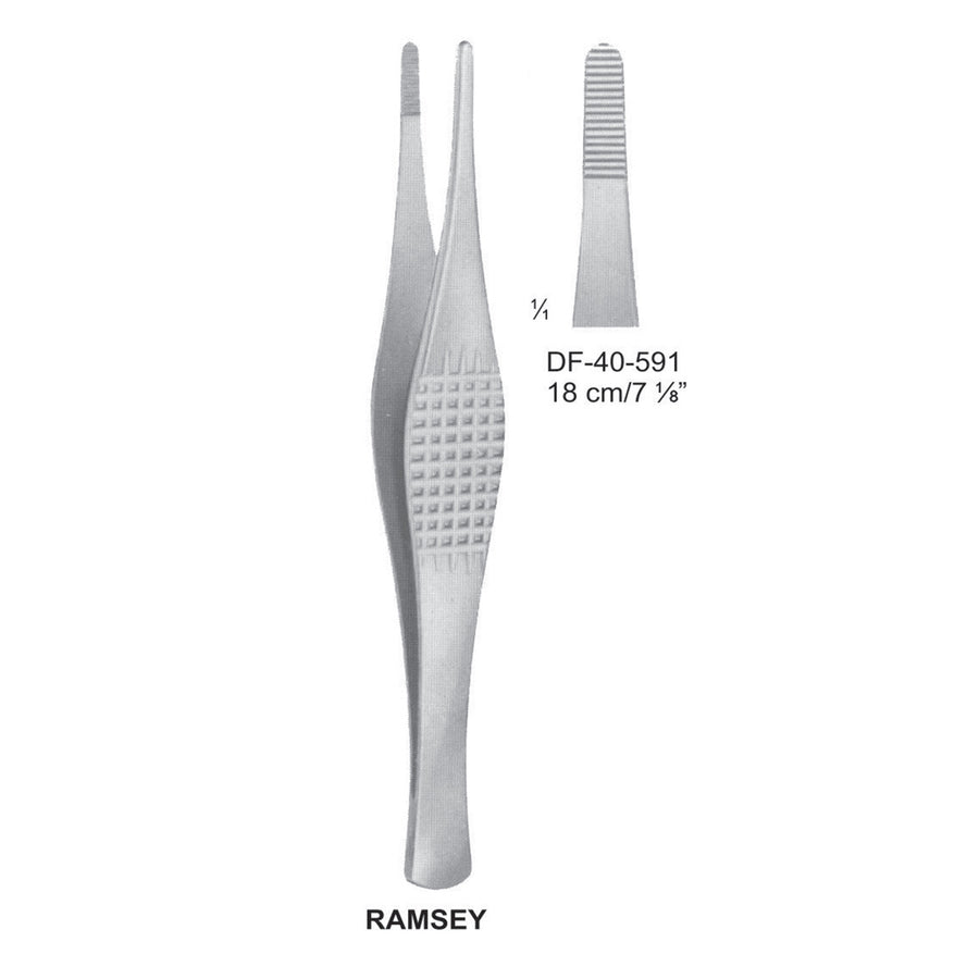 Ramsay Dressing Forceps, Straight, Serrated, 18cm  (DF-40-591) by Dr. Frigz
