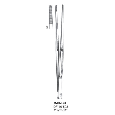 Maingot Dressing Forceps, Straight, Serrated, 28cm  (DF-40-593) by Dr. Frigz
