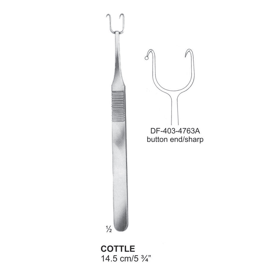 Cottle Nasal Hooklets, 14.5Cm, Button End, Sharp (DF-403-4763A) by Dr. Frigz