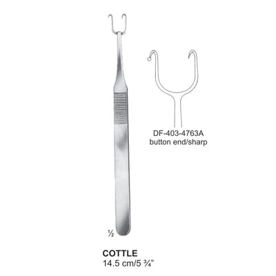 Cottle Nasal Hooklets, 14.5Cm, Button End, Sharp (DF-403-4763A)