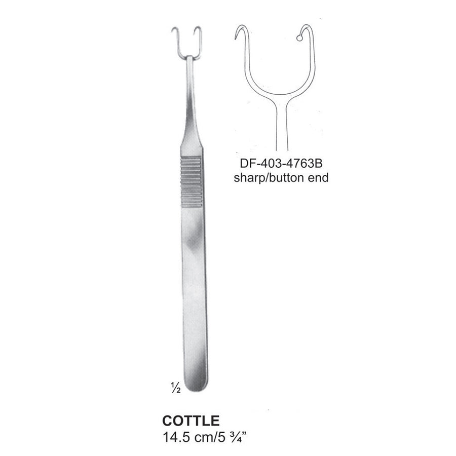 Cottle Nasal Hooklets, 14.5Cm, Button End, Sharp (DF-403-4763B) by Dr. Frigz