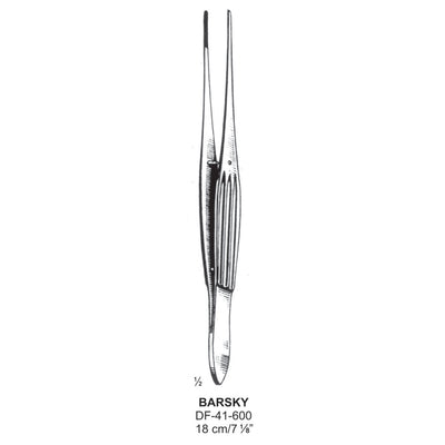 Barsky Dressing Forceps, Straight, 18cm  (DF-41-600) by Dr. Frigz