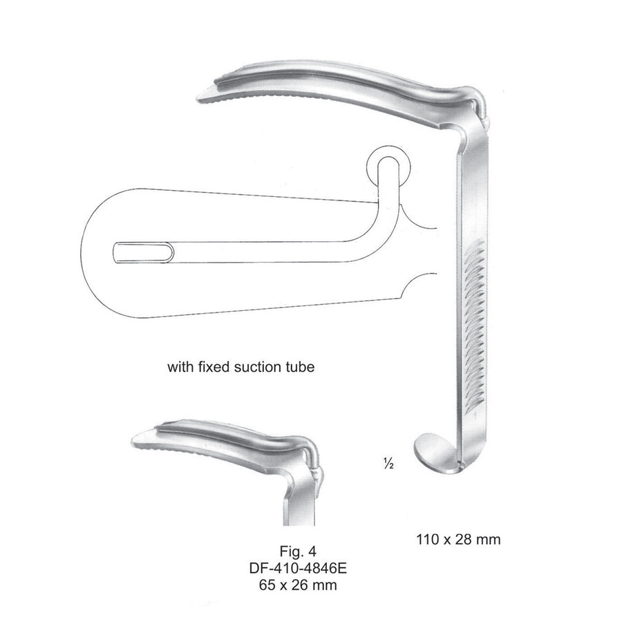 Davis- Boyle- Tongue Depressor With Fixed Suction Tube 65X26mm (DF-410-4846E) by Dr. Frigz