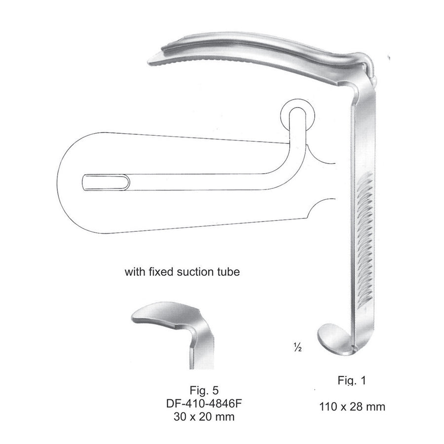 Davis- Boyle- Tongue Depressor With Fixed Suction Tube 30X20mm (DF-410-4846F) by Dr. Frigz