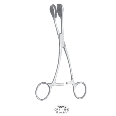 Young Tongue Holding Forceps With Rubber Inserts, 16cm  (DF-411-4852)