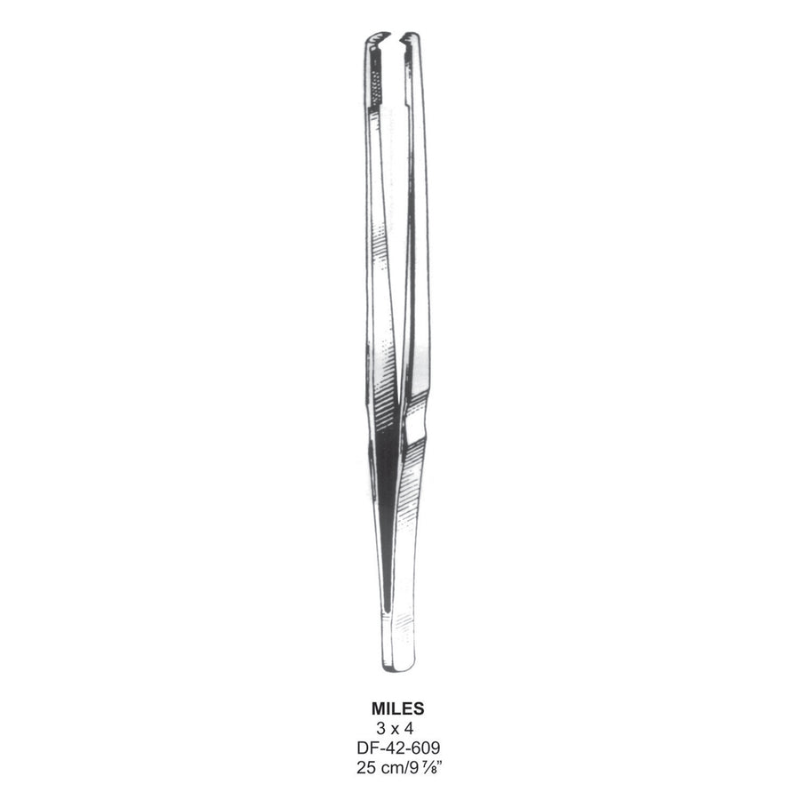 Miles Tissue Forceps, 3:4 Teeth, 25cm  (DF-42-609) by Dr. Frigz