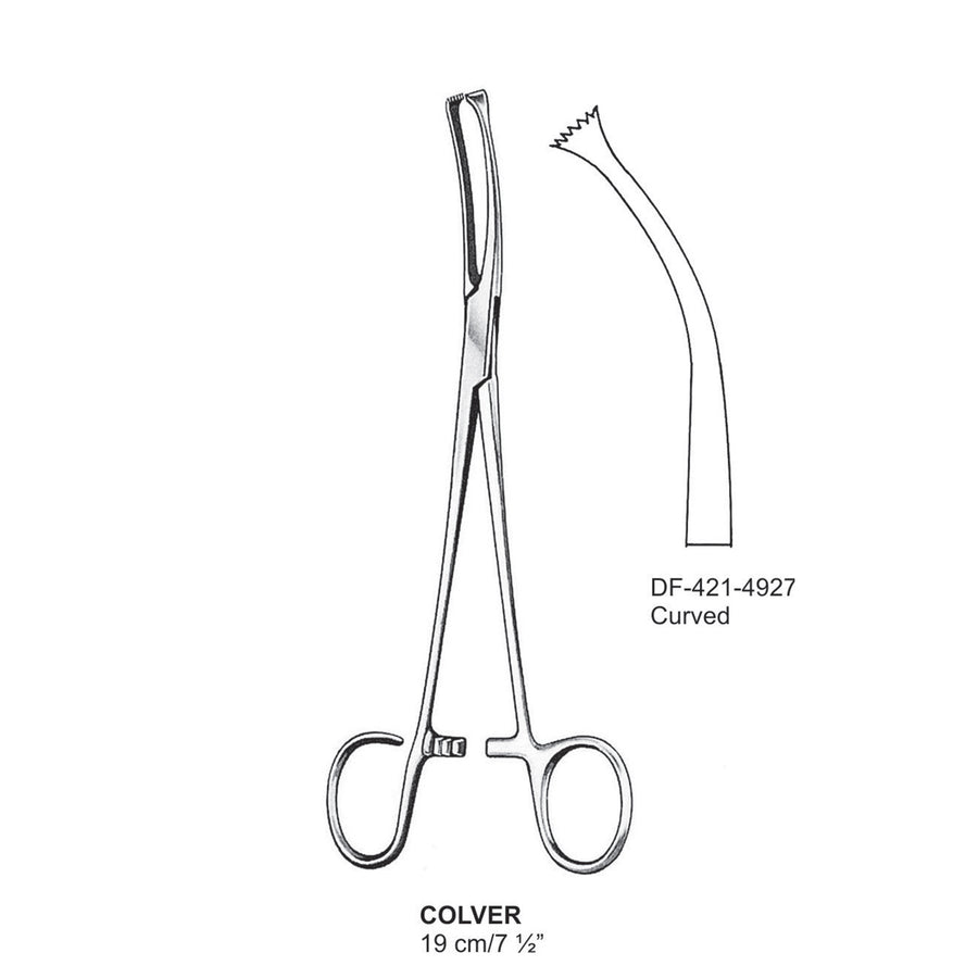 Colver Tonsil Seizing Forceps, Strong Curved, 1 Open Ring 19cm  (DF-421-4927) by Dr. Frigz