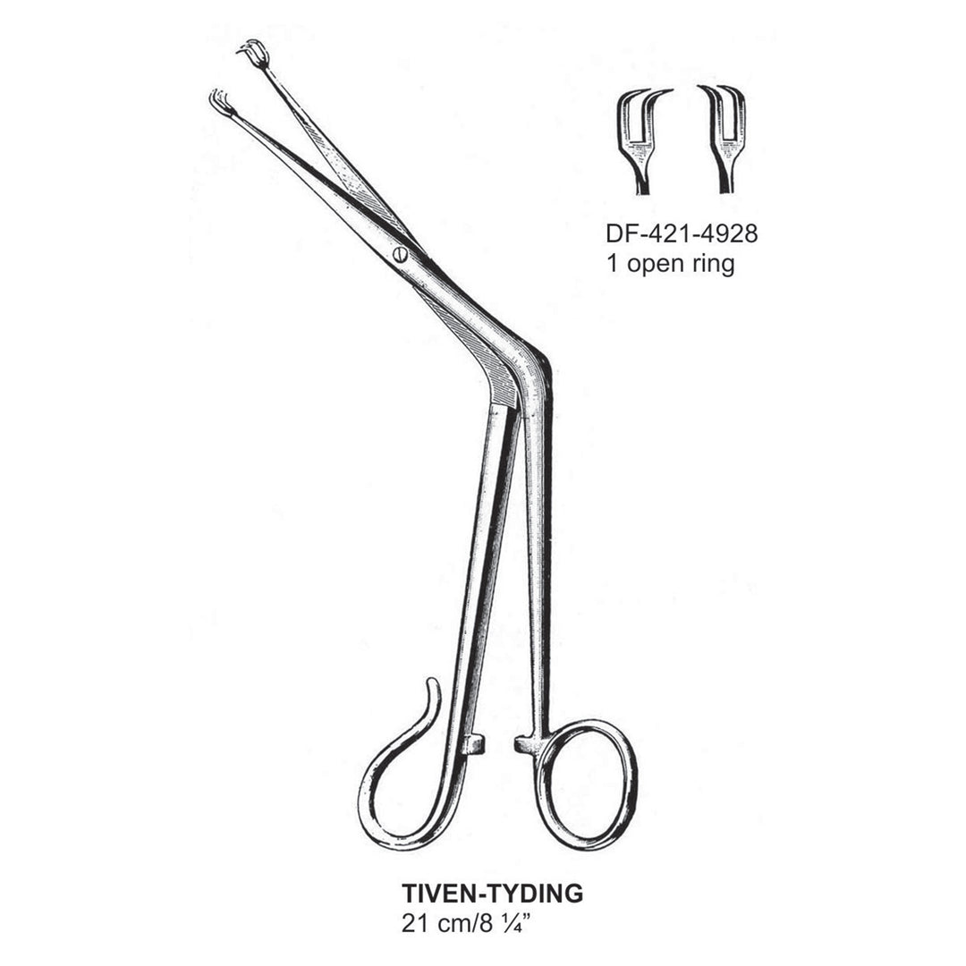 Tiven-Tyding Tonsil Seizing Forcep, 2X2 Teeth, 1 Open Rign, 21cm  (DF-421-4928) by Dr. Frigz