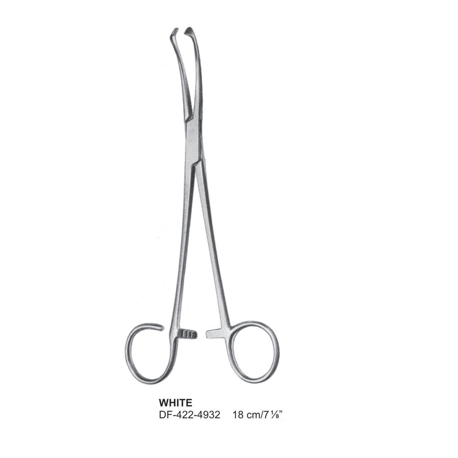 White Tonsil Seizing Forceps, Curved, 1 Open Ring, 18cm  (DF-422-4932) by Dr. Frigz