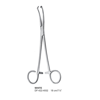 White Tonsil Seizing Forceps, Curved, 1 Open Ring, 18cm  (DF-422-4932)