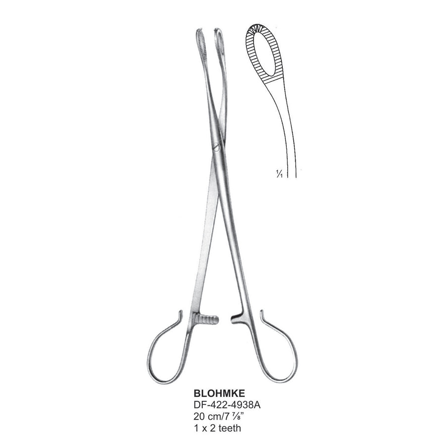 Blohmke  Tonsil Forceps, Curved, 20Cm, 1X2 Teeth (DF-422-4938A) by Dr. Frigz