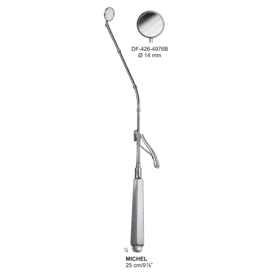 Michel Laryngeal Mirrors, 14mm Dia  25cm (DF-426-4976B) by Dr. Frigz