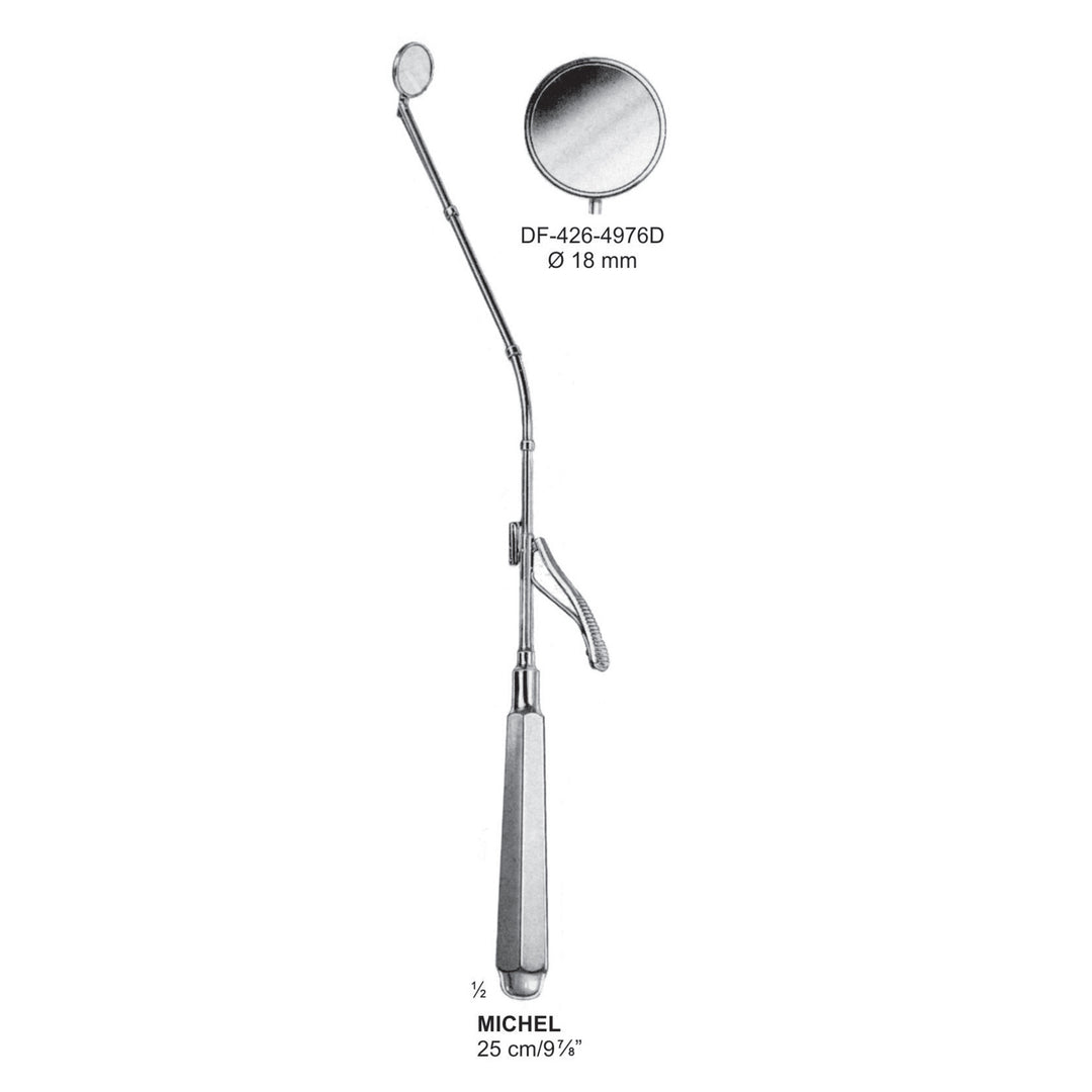 Michel Laryngeal Mirrors, 18mm Dia  25cm (DF-426-4976D) by Dr. Frigz
