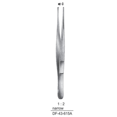 Standard Tissue Forceps, Straight, 1:2 Teeth, Narrow, 11.5cm (DF-43-615A)