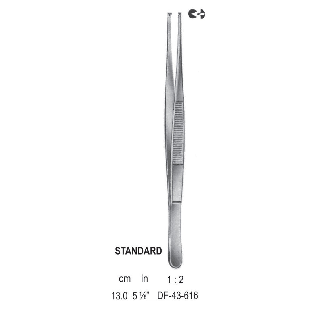 Standard Tissue Forceps, Straight, 1:2 Teeth, 13cm (DF-43-616) by Dr. Frigz